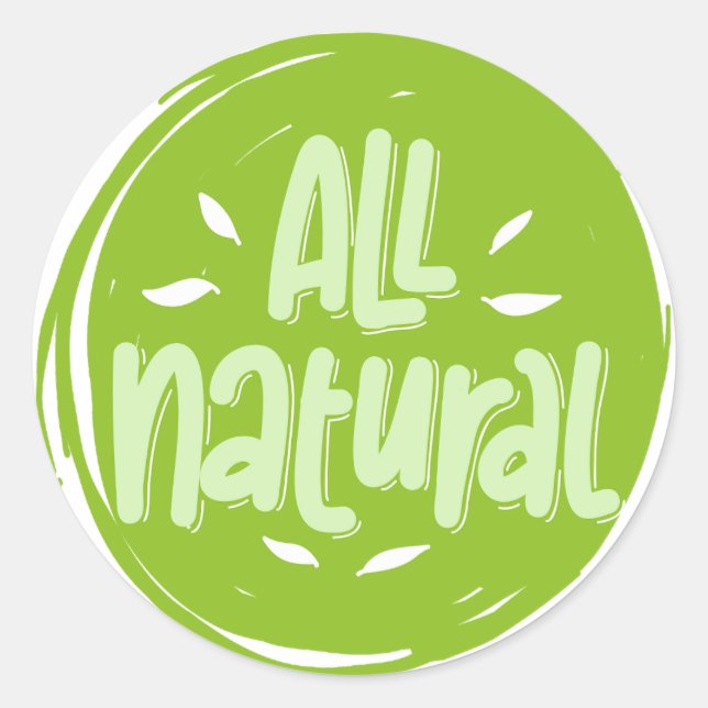 Sticker rond classique du logo végétal naturel (Devant)