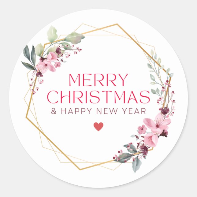 Sticker Rond Classique Élégant Design Moderne Joyeux Noël. (Devant)
