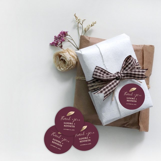 Sticker Rond Classique & Élégant I Rose Bulgare I Merci (Créateur téléchargé)