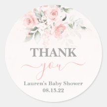 Sticker rond classique en Baby shower rose