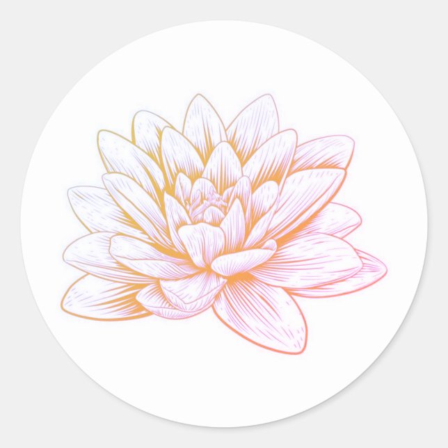 Sticker rond classique en Lotus rose délicat (Devant)