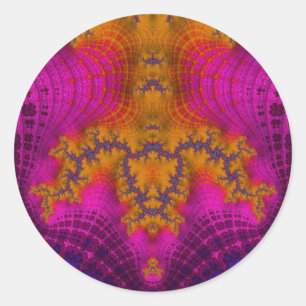 Sticker rond classique en rose jaune~