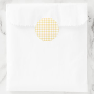 Sticker Rond Classique En vichy canari jaune