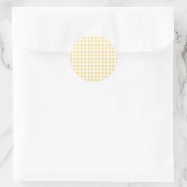 Sticker Rond Classique En vichy canari jaune (Sac)