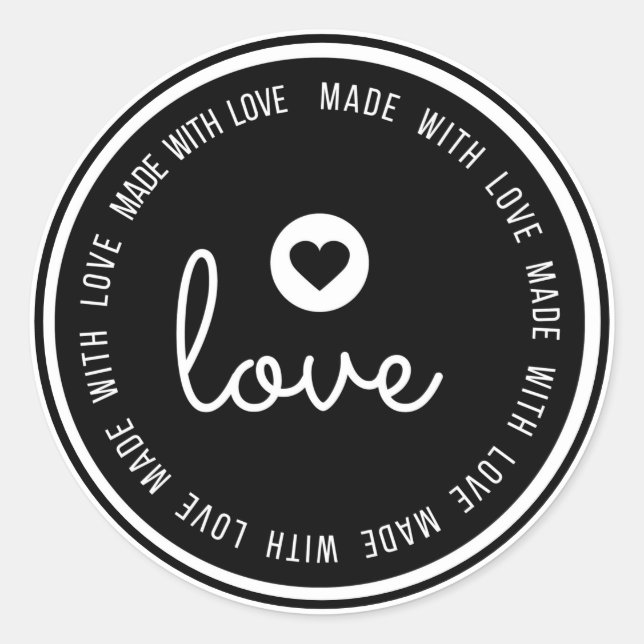 Sticker rond classique fait avec amour (Devant)