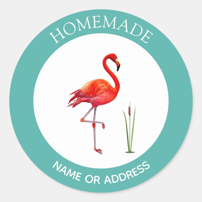 Sticker rond classique fait maison Flamant rose (Devant)
