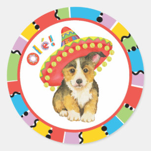 Sticker rond classique Fiesta Pembroke Welsh Corgi
