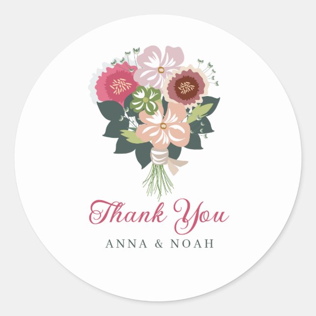 Sticker rond classique floral Bouquet (Devant)