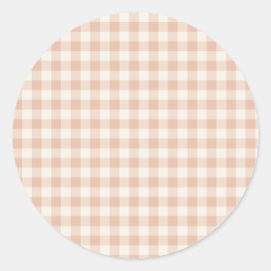 Sticker Rond Classique Gingham Début d'Automne   Abricot Chaud