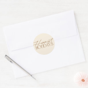 Sticker Rond Classique Happiest Holiday Enveloppe crème Beige