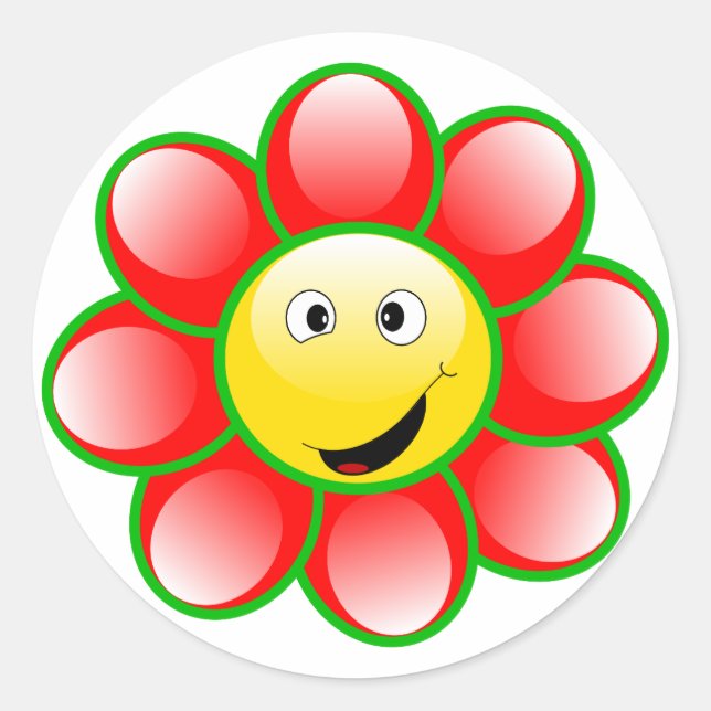 Sticker rond classique heureux (Devant)