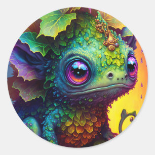 Sticker rond classique Imaginaire monstre grenouil