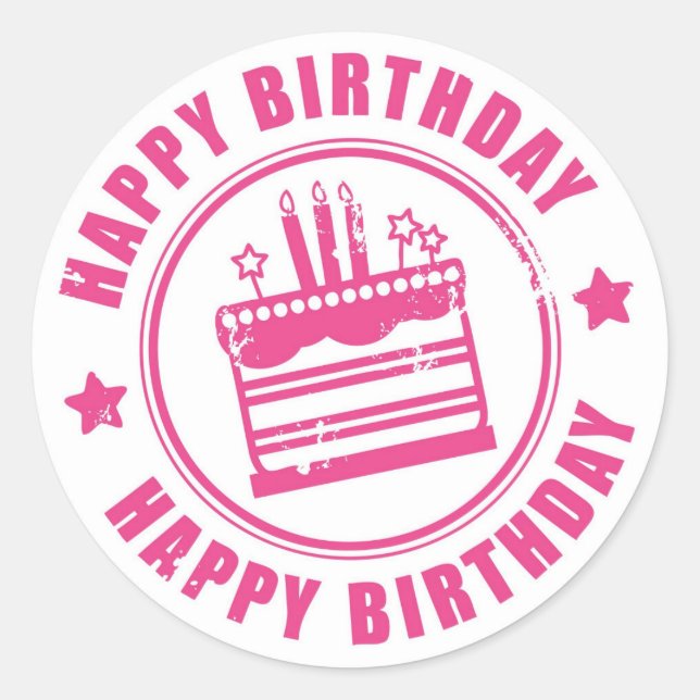 Sticker rond classique/Joyeux anniversaire (Devant)