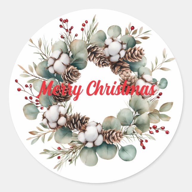 Sticker rond classique Joyeux Noël (Devant)