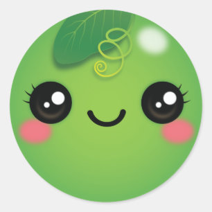 Sticker rond classique Kawaii Pea