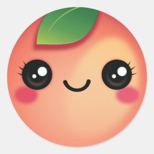 Sticker rond classique Kawaii Peach