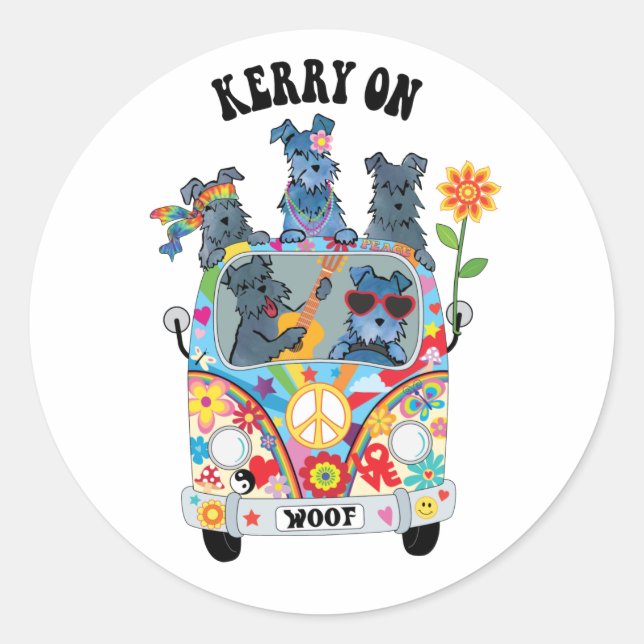 Sticker rond classique Kerry Blue Terrier Woofstoc (Devant)