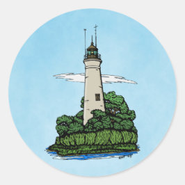 Sticker rond classique Lighthouse