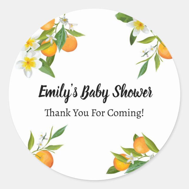 Sticker rond classique Little Cutie Baby shower (Devant)