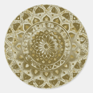 Sticker Rond Classique Mandala Inde Style 4