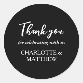 Sticker rond classique Mariage noir et blanc