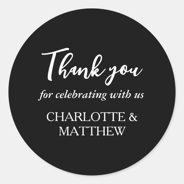 Sticker rond classique Mariage noir et blanc (Devant)