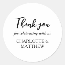 Sticker rond classique Mariage noir et blanc