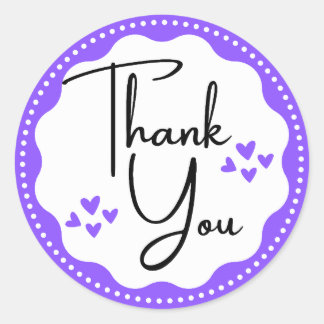 Sticker rond classique Merci-coeur violet