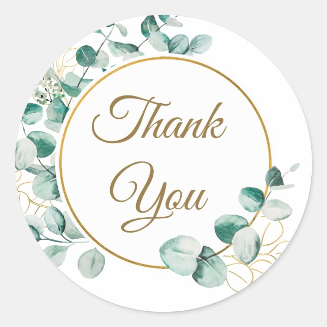 Sticker rond classique Merci Eucalyptus (Devant)
