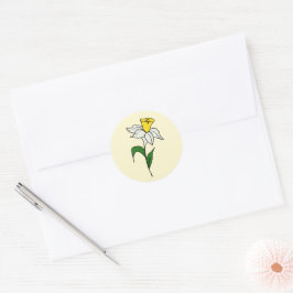 Sticker Rond Classique Minimaliste Mariage Daffodi