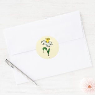 Sticker Rond Classique Minimaliste Mariage Daffodi