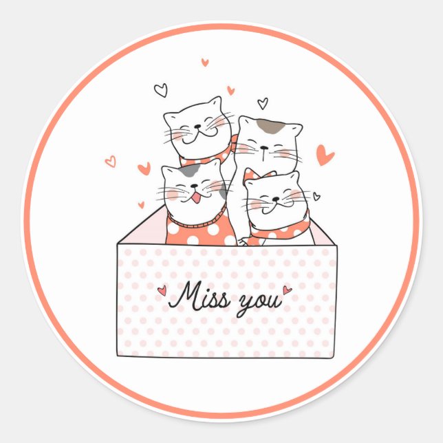 Sticker Rond Classique Miss You (Devant)