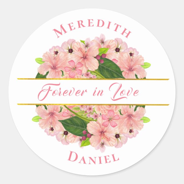 Sticker rond classique moderne Blush Pink Gold (Devant)