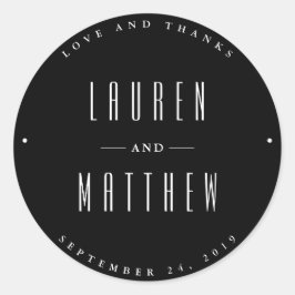 Sticker Rond Classique moderne | Mariage noir et blanc