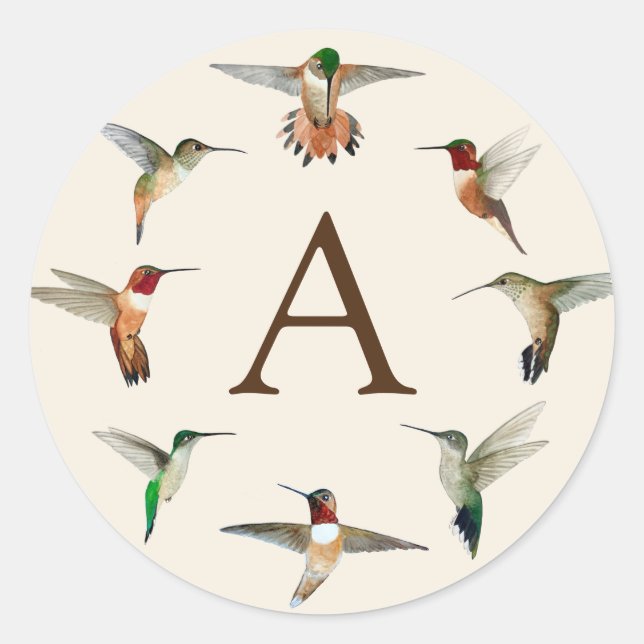 Sticker rond classique Monogram Hummingbirds (Devant)