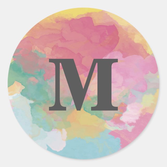 Sticker rond classique Monogramme (Devant)