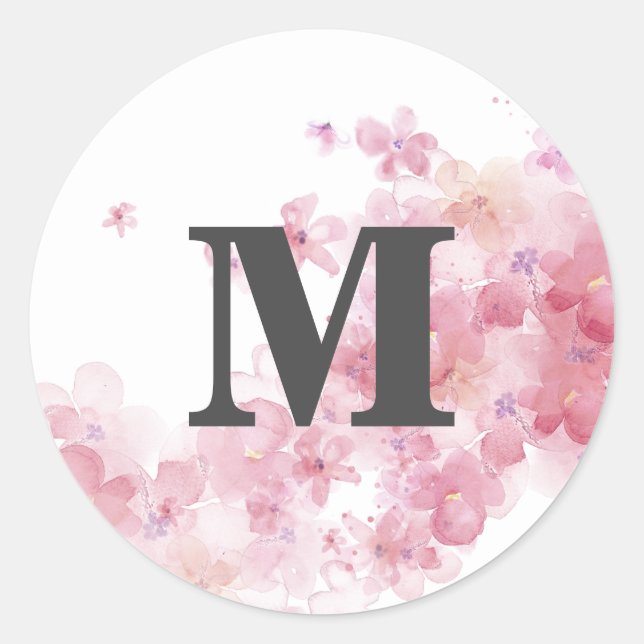 Sticker rond classique Monogramme (Devant)