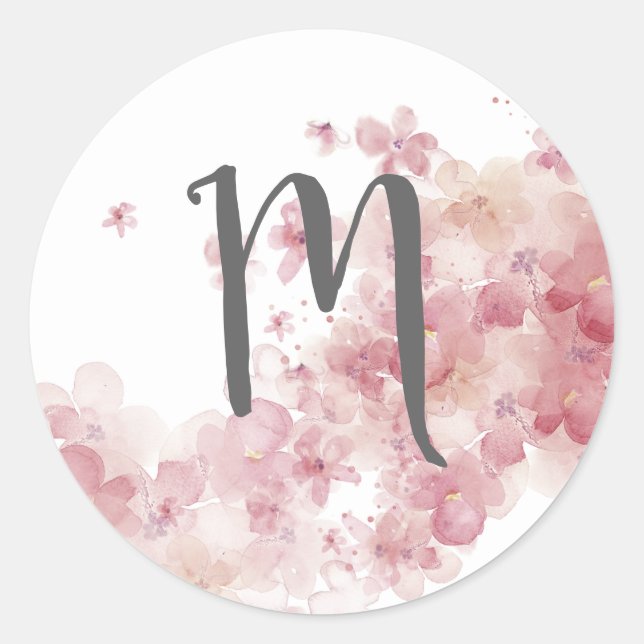 Sticker rond classique Monogramme (Devant)