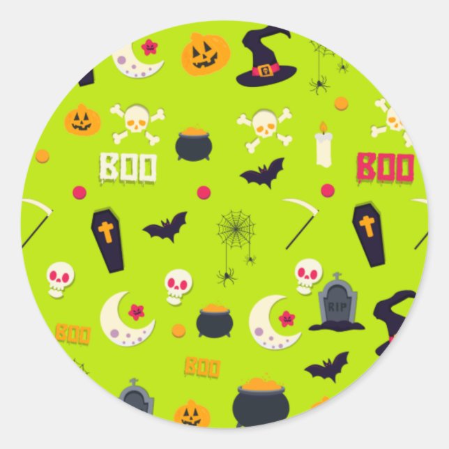 Sticker rond classique motif Halloween pour enfant (Devant)