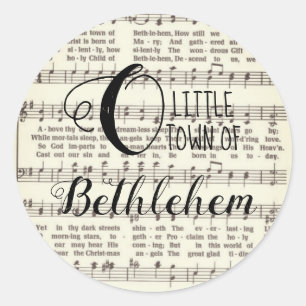 Sticker rond classique O Little Town de Bethlehem