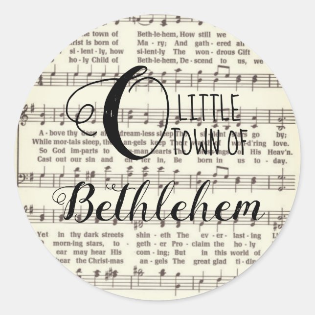 Sticker rond classique O Little Town de Bethlehem (Devant)