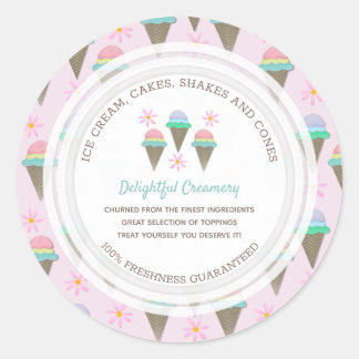 Sticker rond classique personnalisé Ice Cream Busi