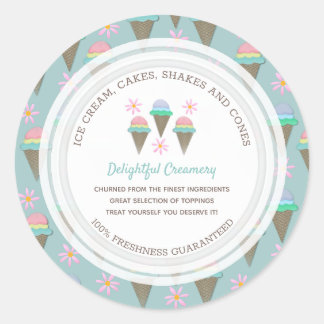 Sticker rond classique personnalisé Ice Cream Busi