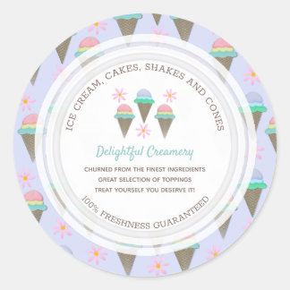Sticker rond classique personnalisé Ice Cream Busi