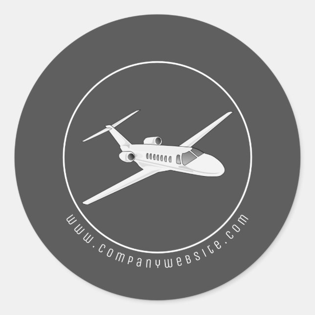 Sticker rond classique pour avion à réaction privé (Devant)