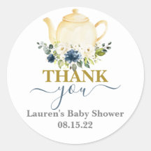 Sticker rond classique pour Baby shower de théière
