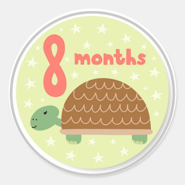 Sticker rond classique pour bébé de 8 mois (Devant)