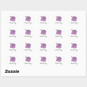 Sticker rond classique pour cochon pétunien (pourp