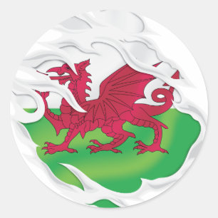 Sticker rond classique pour drapeau déchiré au Pay