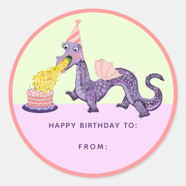 Sticker rond classique pour fille Dragon Anniversa (Devant)